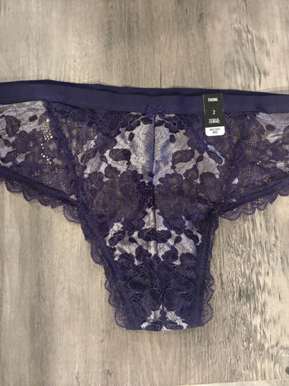 Floral Lace Thong Panty in Deep Purple